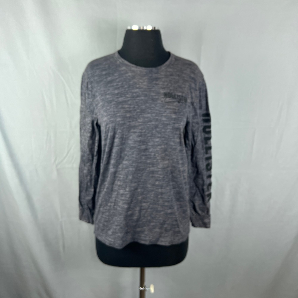 Hollister T Shirt Womens XS Heathered Gray Cotton Embroidered Logo Crew Neck